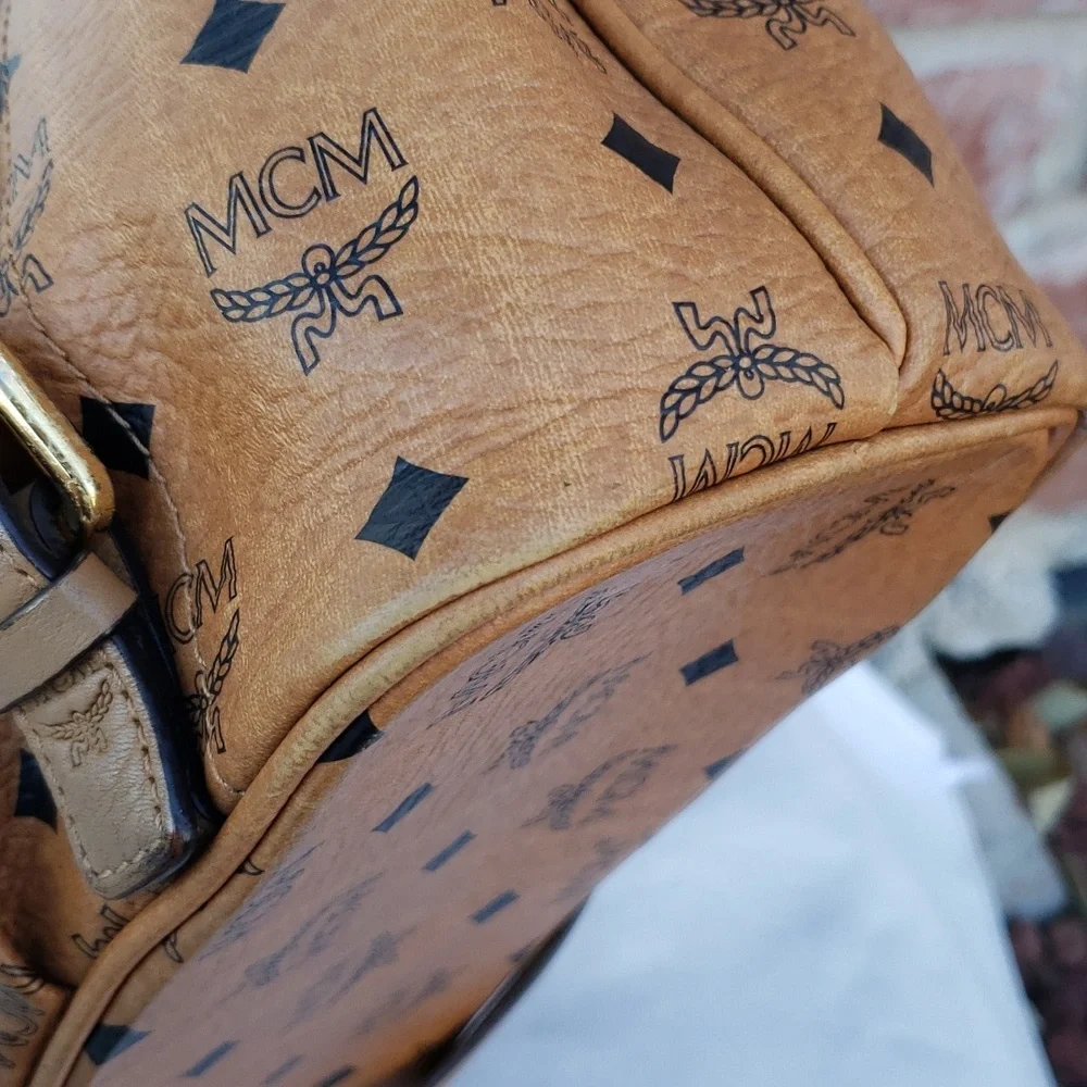MCM Cognac Visetos Monogram Leather Tote
